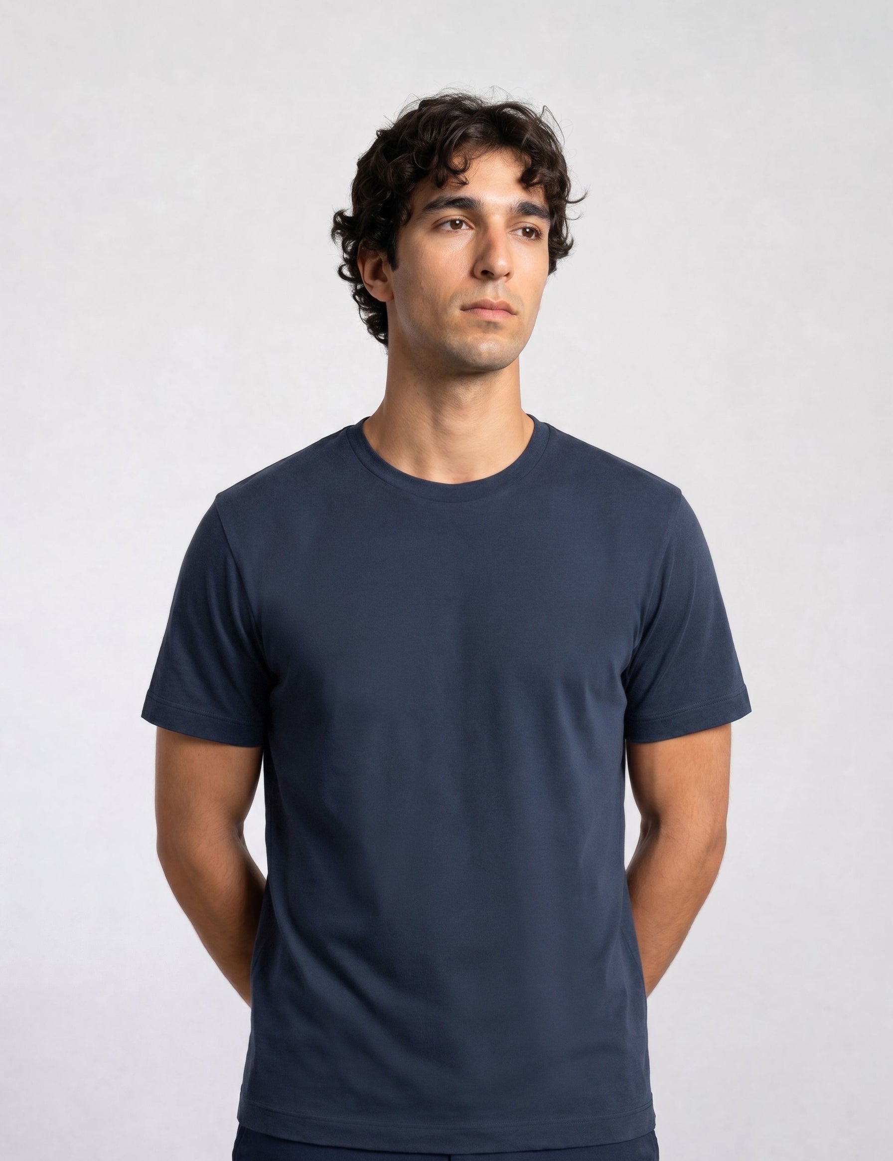 THE FLEX - PIMA PERFORMANCE HALF TEE - NAVY BLUE