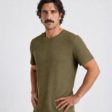 THE FLEX - PIMA TEXTURED HALF TEE - OLIVE BROWN