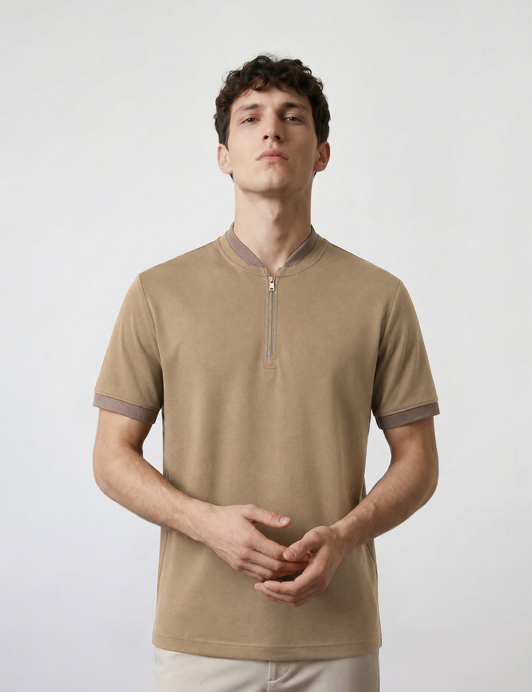 THE APEX - QUARTER ZIP POLO - MILITARY GREEN