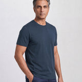 THE FLEX - PIMA TEXTURED HALF TEE - NAVY BLUE