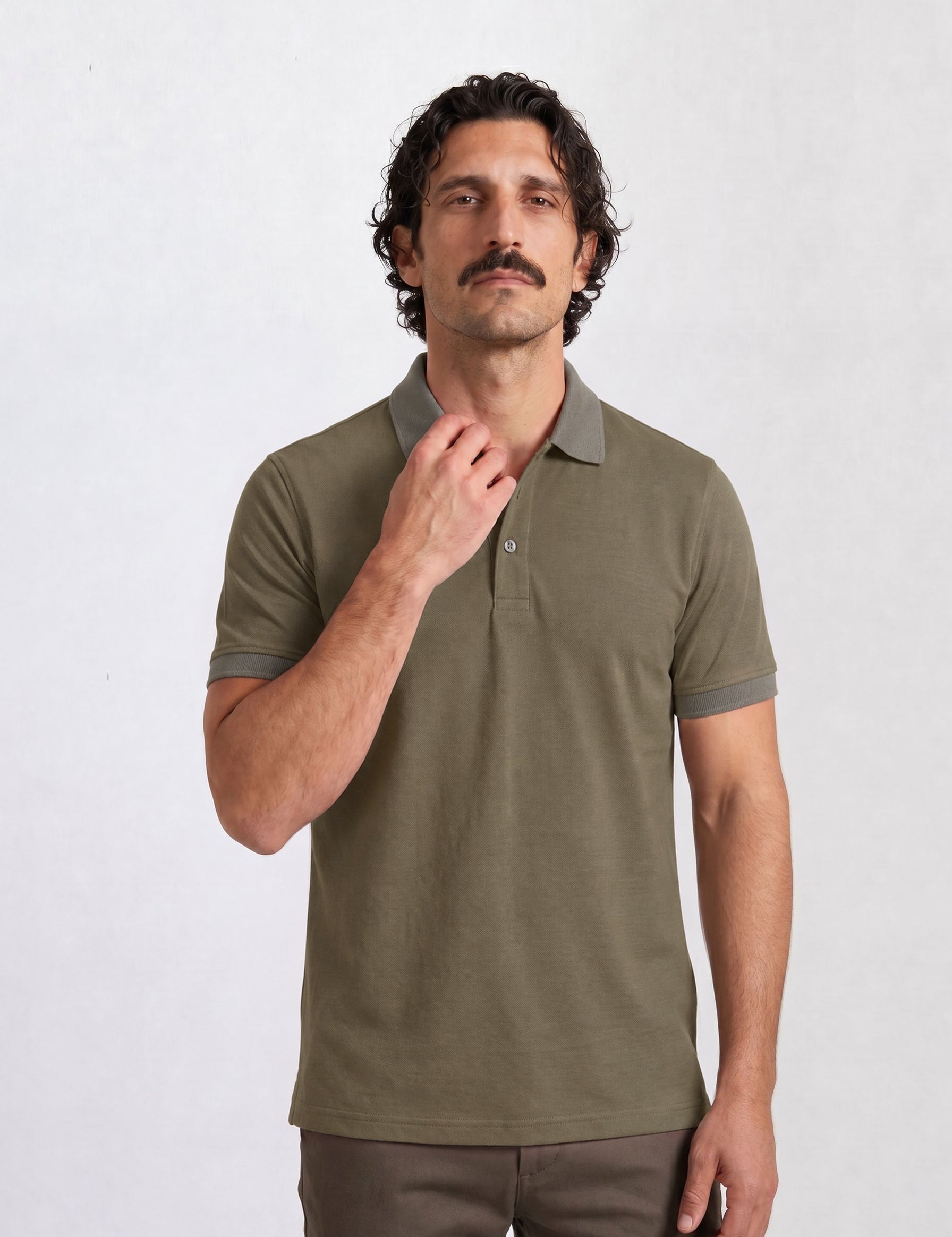 THE PIQUÉ FLEX - REGULAR POLO - OLIVE GREEN