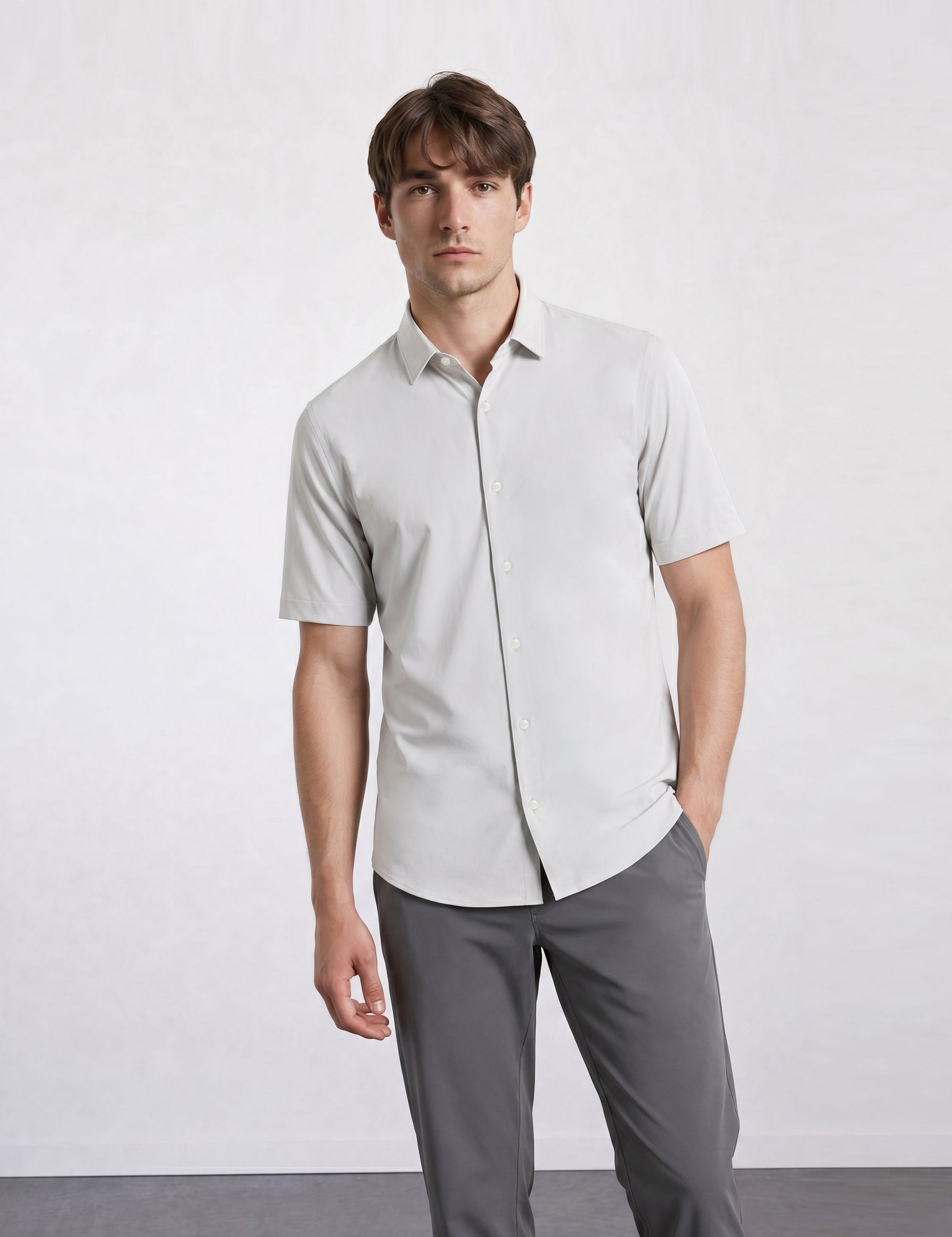 THE EVERYDAY - SLIM HALF SHIRT - GREY