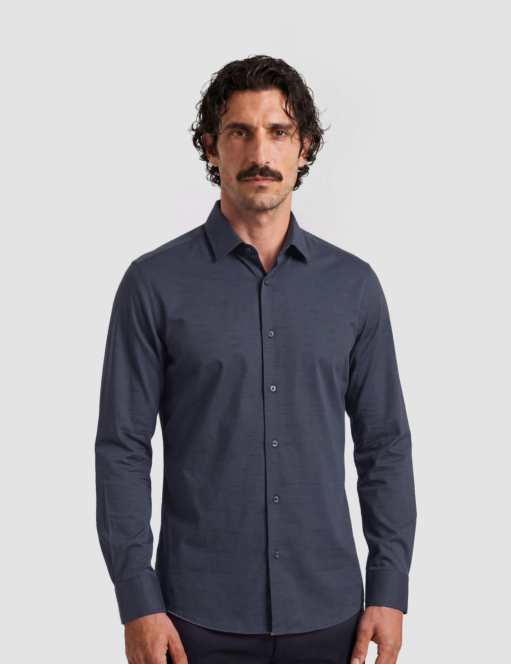 THE HYPERFLEX - SLIM FULL SHIRT - NAVY BLUE