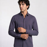THE PIQUÉ FLEX - SLIM FULL SHIRT - NAVY BLUE