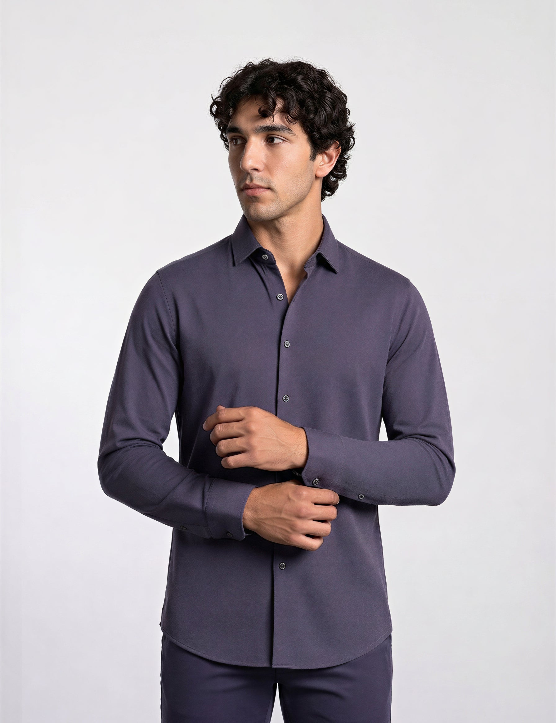THE PIQUÉ FLEX - SLIM FULL SHIRT - NAVY BLUE