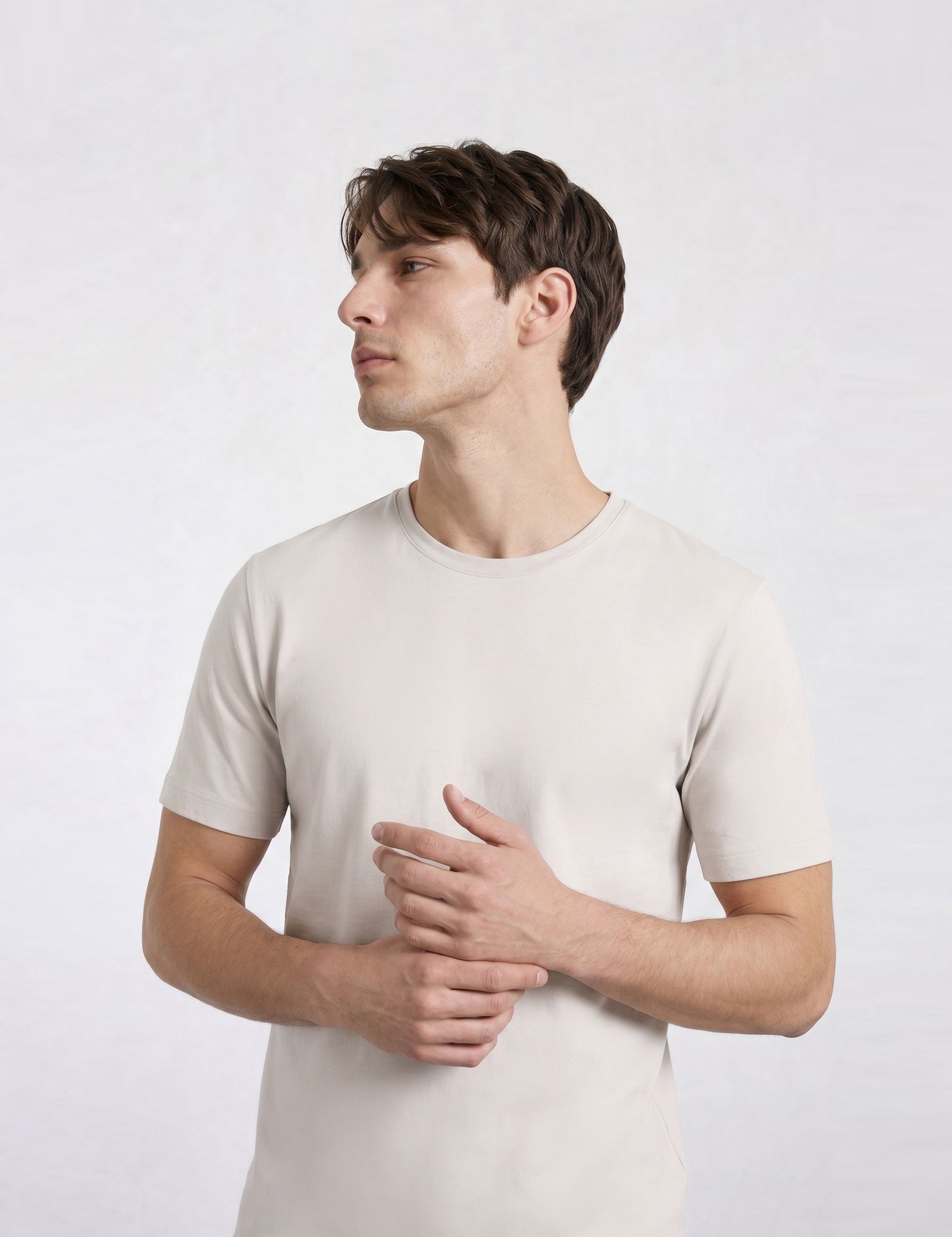 THE FLEX - PIMA HALF TEE - OFF WHITE