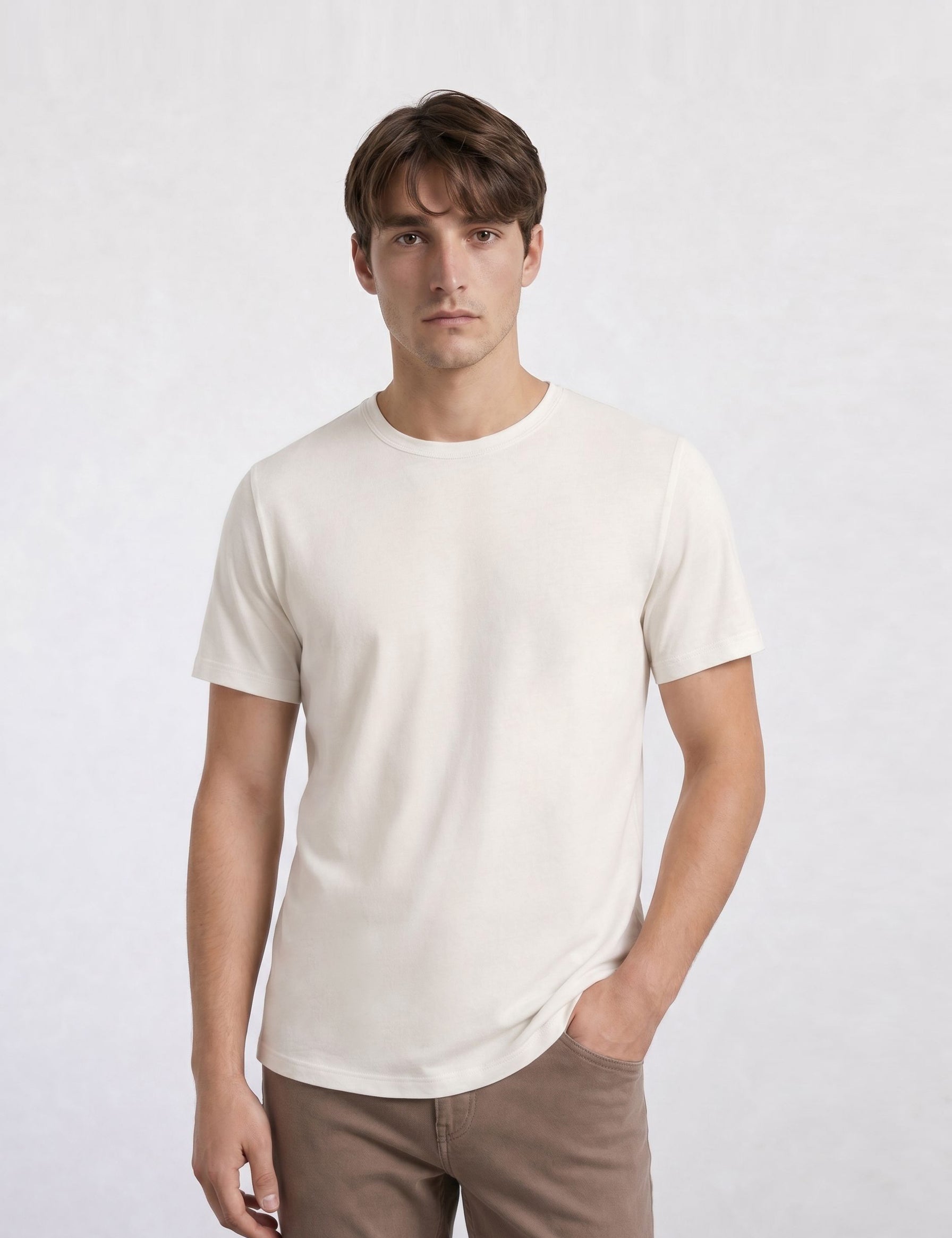 THE ACTIVE - SLIM HALF TEE - OFF WHITE