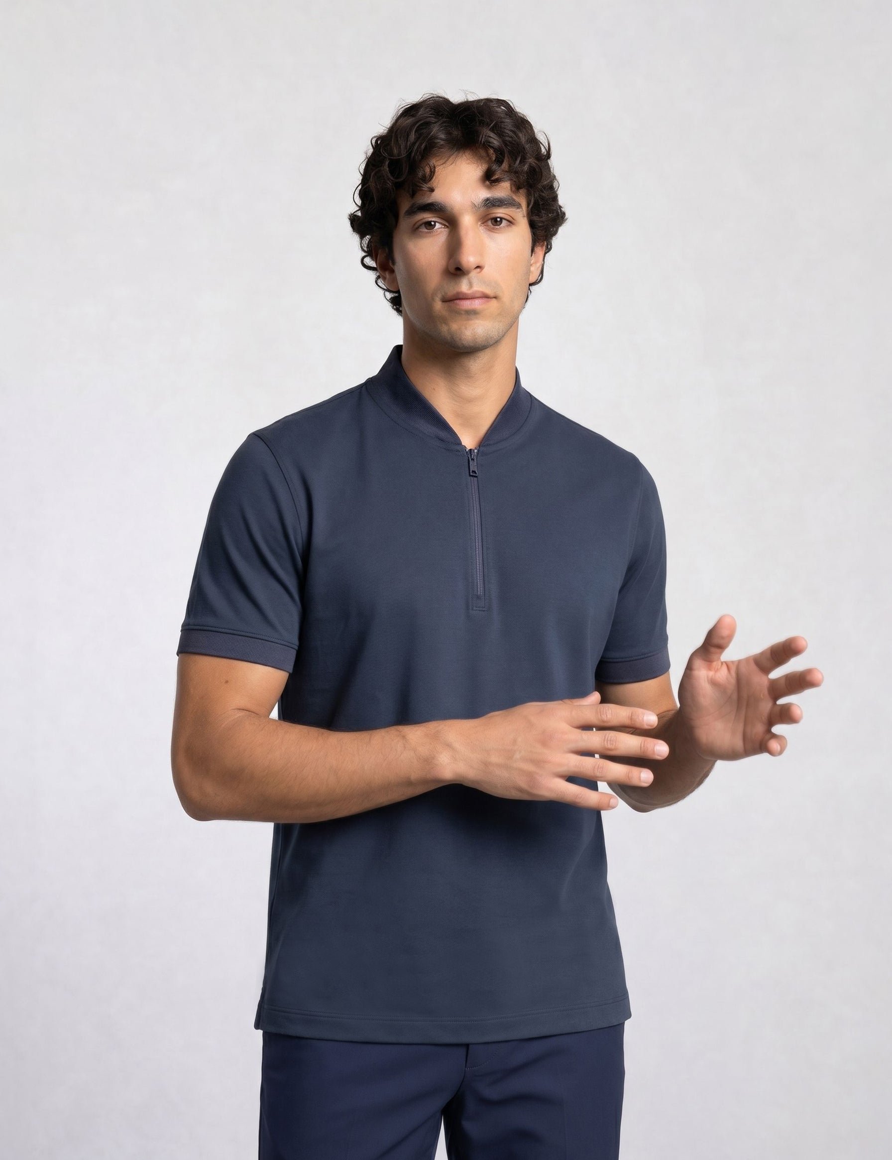 THE APEX - QUARTER ZIP POLO - NAVY BLUE