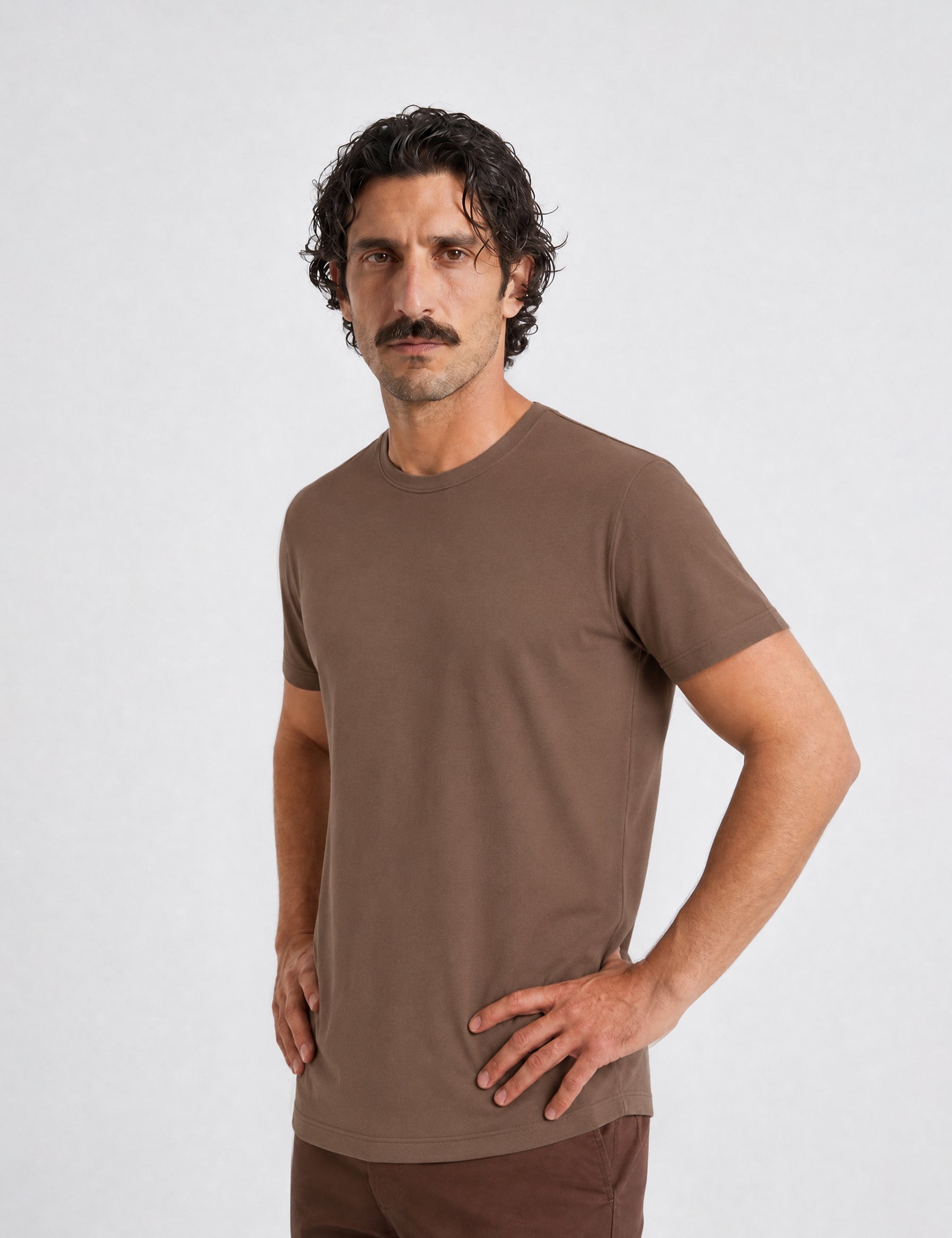 THE FLEX - PIMA HALF TEE - OCHRE