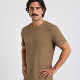THE FLEX - PIMA TEXTURED HALF TEE - OLIVE BROWN