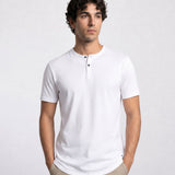 THE FLEX - HENLEY COLLAR HALF TEE - WHITE