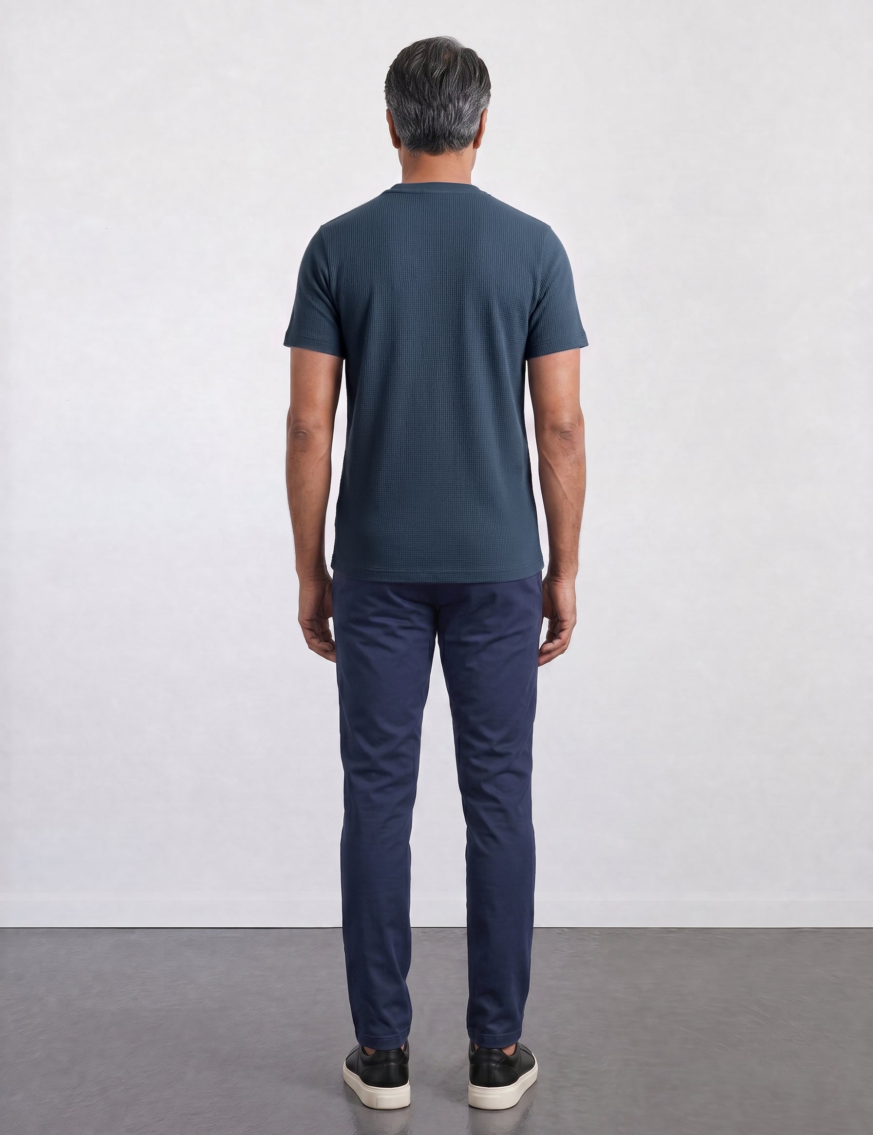 THE FLEX - PIMA TEXTURED HALF TEE - NAVY BLUE