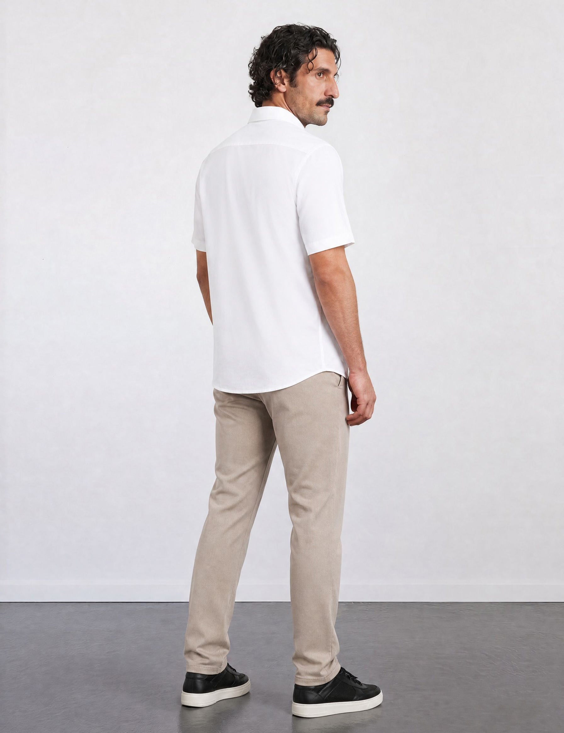THE HYPERFLEX - SLIM HALF SHIRT - WHITE