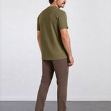 THE FLEX - PIMA TEXTURED HALF TEE - OLIVE BROWN