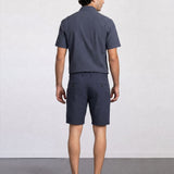 THE CITY PLEAT - TEXTURED SHORTS - NAVY BLUE