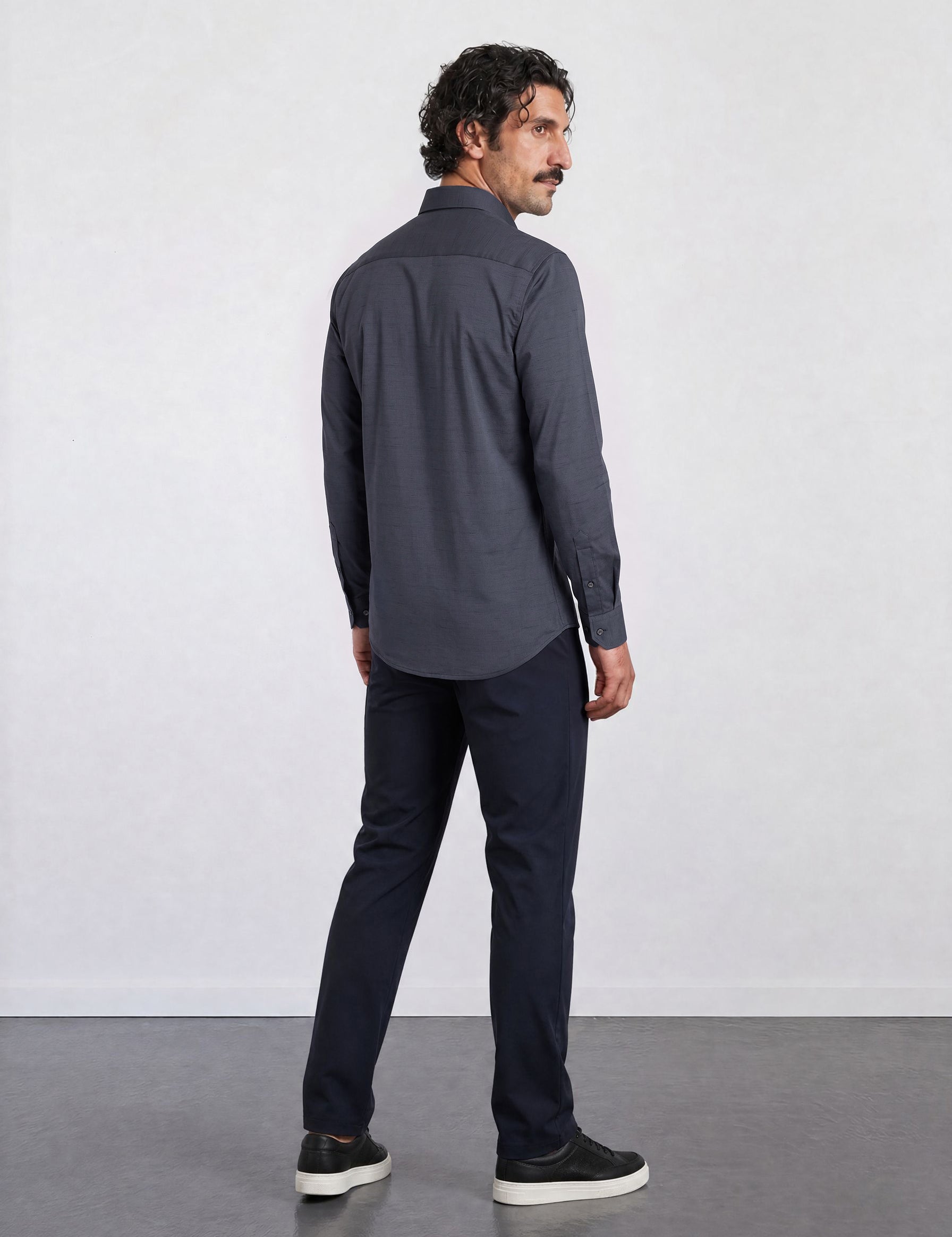THE HYPERFLEX - SLIM FULL SHIRT - NAVY BLUE