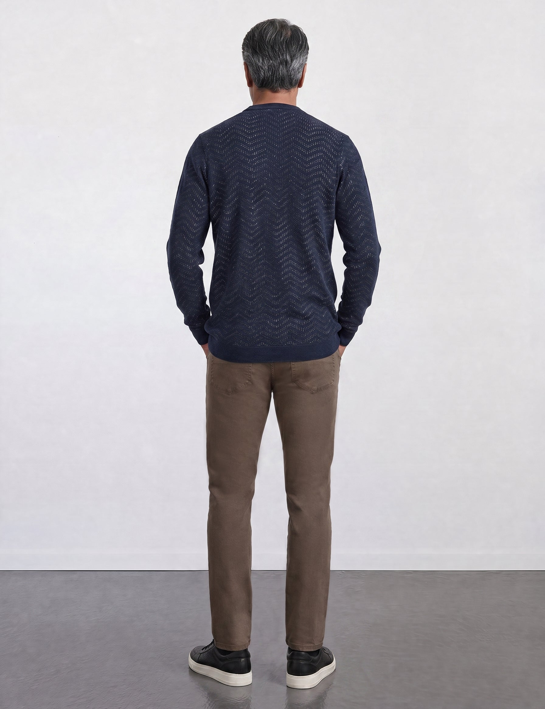 THE SOFT EASE - REGULAR SWEATER - NAVY AND LIME GREEN