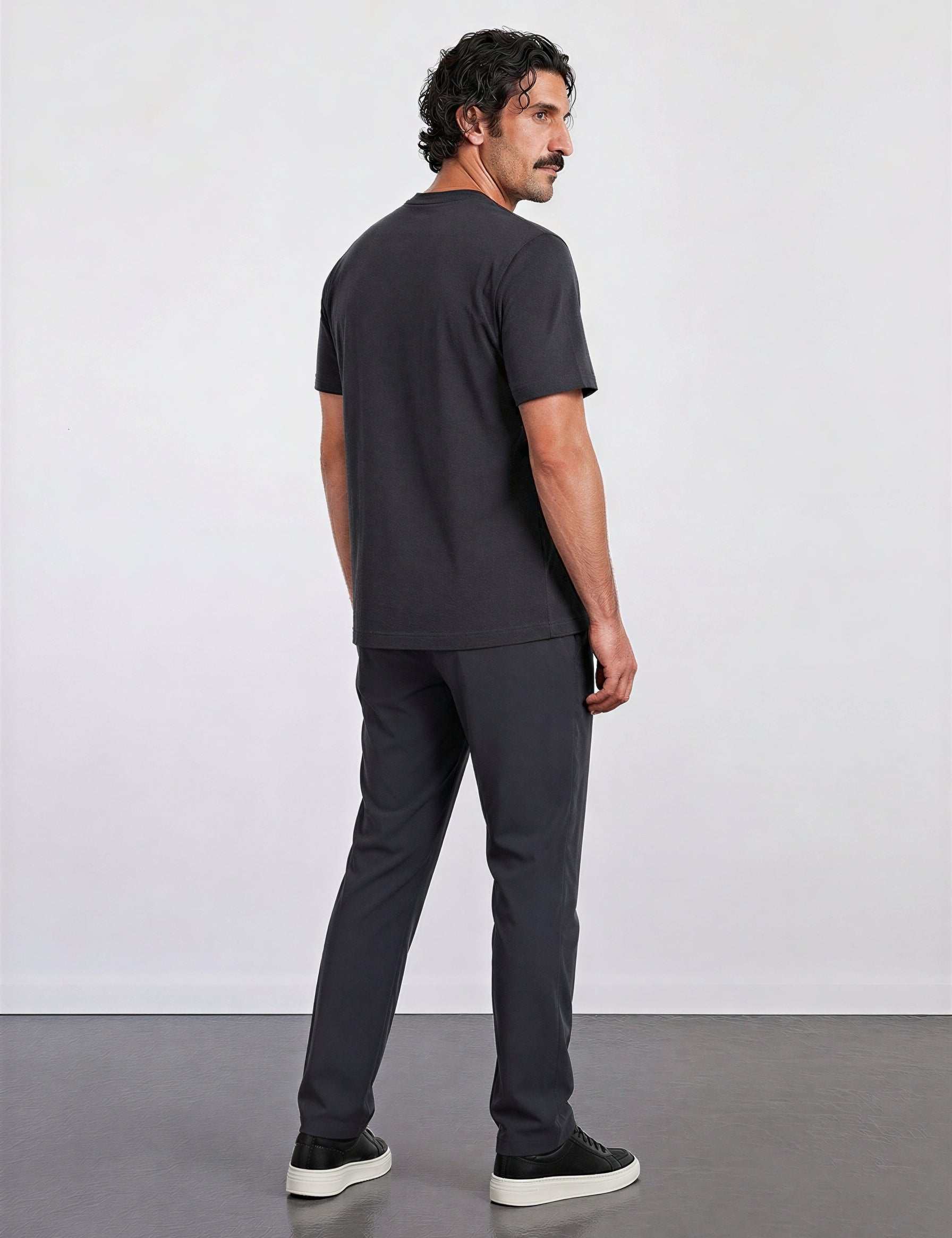 THE FLEX - PIMA PERFORMANCE HALF TEE - BLACK