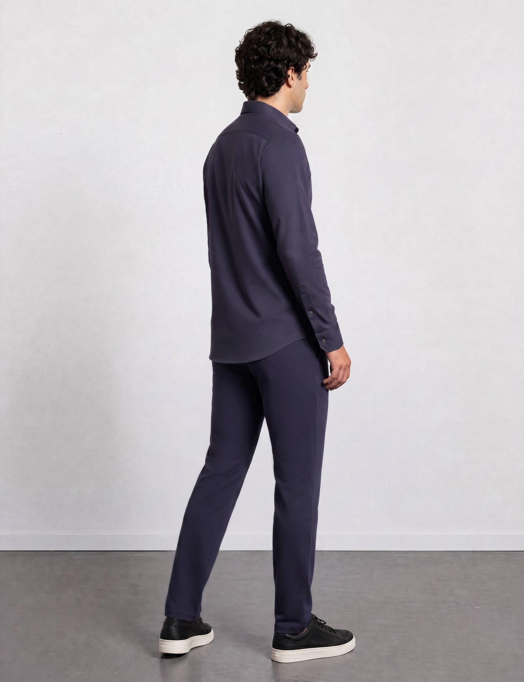 THE PIQUÉ FLEX - SLIM FULL SHIRT - NAVY BLUE