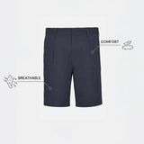 THE CITY PLEAT - TEXTURED SHORTS - NAVY BLUE