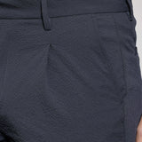 THE CITY PLEAT - TEXTURED SHORTS - NAVY BLUE