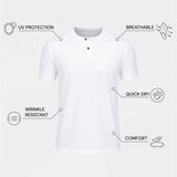 THE FLEX - HENLEY COLLAR HALF TEE - WHITE