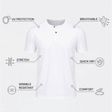 THE FLEX - HENLEY COLLAR HALF TEE - WHITE