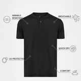 THE FLEX - HENLEY COLLAR HALF TEE - BLACK