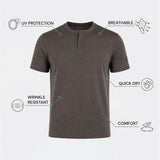 THE FLEX - HENLEY COLLAR HALF TEE - GRAPHITE GREY