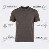 THE FLEX - HENLEY COLLAR HALF TEE - GRAPHITE GREY