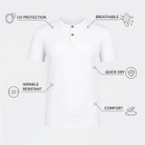 THE FLEX - HENLEY COLLAR HALF TEE - ICE