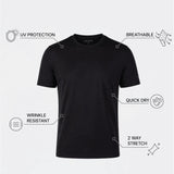 THE ACTIVE - SLIM HALF TEE - BLACK