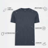 THE FLEX - PIMA TEXTURED HALF TEE - NAVY BLUE