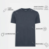 THE FLEX - PIMA TEXTURED HALF TEE - NAVY BLUE