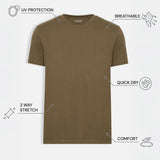 THE FLEX - PIMA TEXTURED HALF TEE - OLIVE BROWN