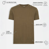 THE FLEX - PIMA TEXTURED HALF TEE - OLIVE BROWN