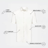 THE HYPERFLEX - SLIM HALF SHIRT - WHITE