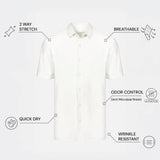 THE HYPERFLEX - SLIM HALF SHIRT - WHITE