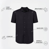 THE HYPERFLEX - SLIM HALF SHIRT - BLACK