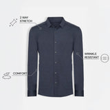 THE HYPERFLEX - SLIM FULL SHIRT - NAVY BLUE
