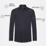 THE PIQUÉ FLEX - SLIM FULL SHIRT - NAVY BLUE