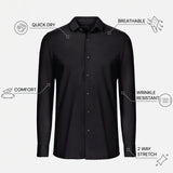 THE HYPERFLEX - SLIM FULL SHIRT - BLACK