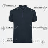 THE APEX - QUARTER ZIP POLO - NAVY BLUE