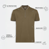 THE APEX - QUARTER ZIP POLO - MILITARY GREEN