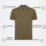 THE APEX - QUARTER ZIP POLO - MILITARY GREEN