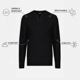 THE SOFT EASE - HENLEY SWEATER - BLACK